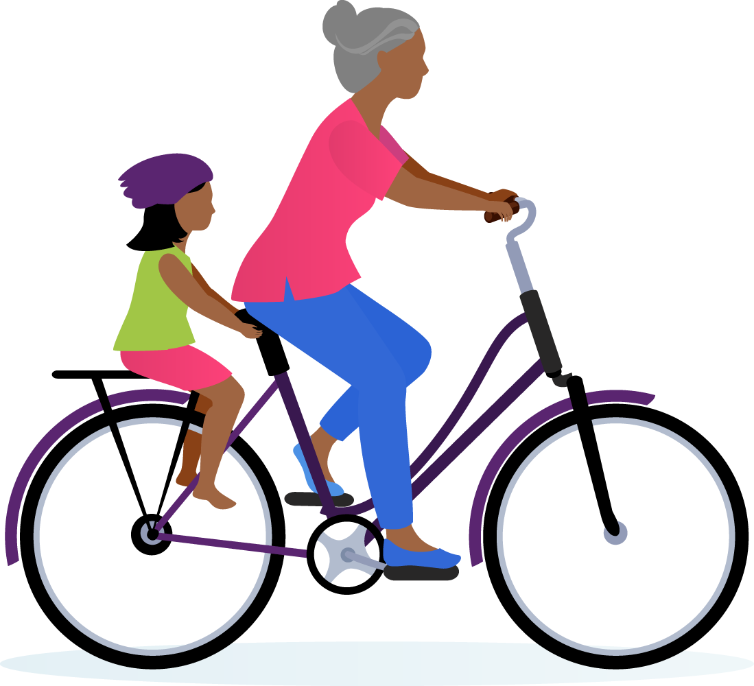 two people cycling